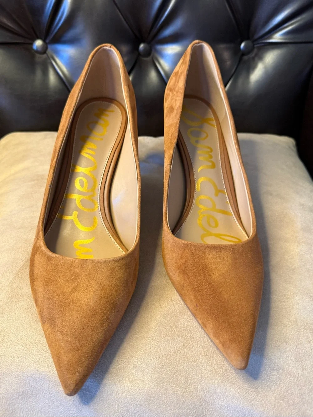 Sam Edelman Vienne Suede Pointed Toe Pumps Cognac Brown - Sz 10.5